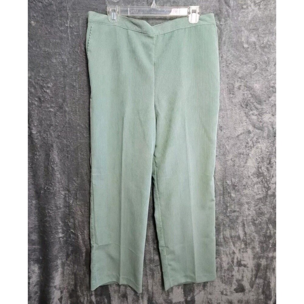 Alfred Dunner Women's sz 16 Pistachio Green Pull On Pants cordorory